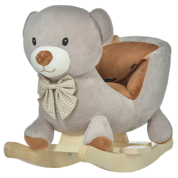 Qaba Bear-Shaped Kids Rocking Horse with Sound for 18-36 Months