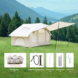 Inflatable 4-Season Camping Tent with Extended Awning, Waterproof Family Tent with Clear Skylight, 118″ L x 82.5″ W x 78.5″ H