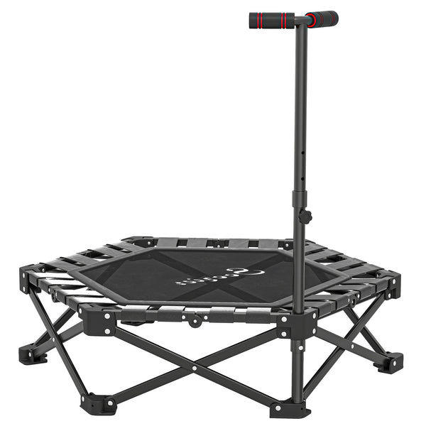 Soozier 42" Foldable Mini Trampoline, Rebounder Trampoline with Adjustable Foam Handle for Indoor Outdoor Workout for Adults