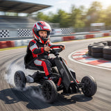 Aosom 12V Electric Go Kart for Kids, Ride On Toy with EVA Tires, 2 Speeds, Adjustable Seat, Safety Belt for 3-8 Years, Black