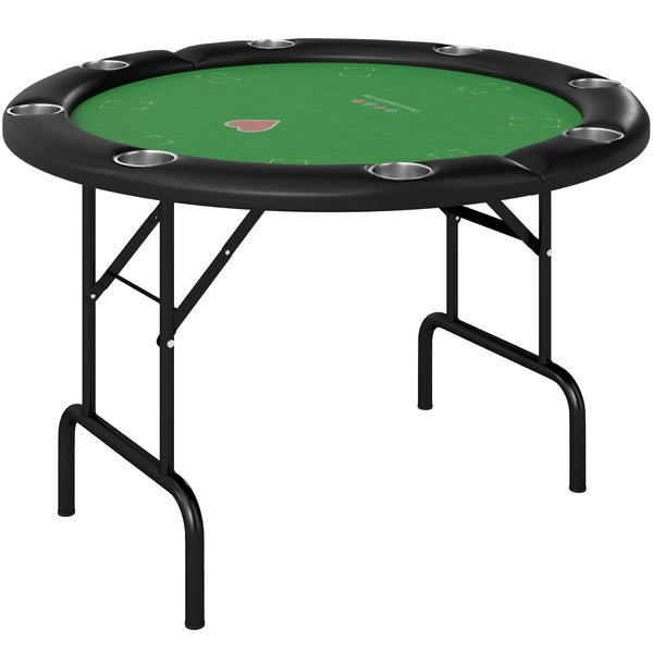 Soozier Poker Table Foldable 47" Round Casino Folding Game Table for 8 Players with Cup Holders