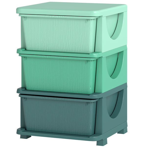 Qaba 3 Tier Kids Storage Unit, Toy Organizers and Storage with 3 Drawer for Bedroom Nursery Living Room for Boys Girls