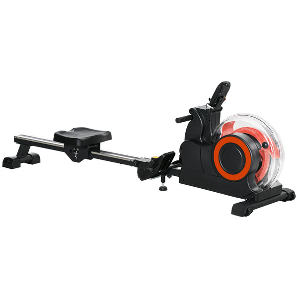 Soozier Foldable Rower Machine, Water Rowing Machine with Wheels, LCD Monitor and Tablet Holder for Cardio Training