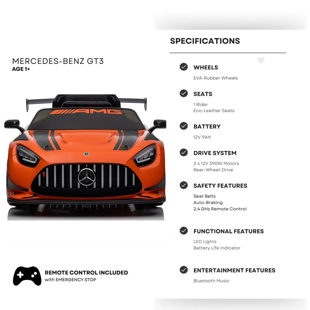 2026 Mercedes Benz GT3 12V Kids Ride On Car with Remote Control