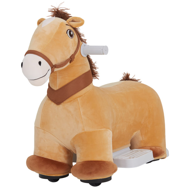 Qaba Battery Powered Electric Ride on Pony, 6V Ride on Horse w/ with Music Forward, PU Wheels, Aged 18-36 Months
