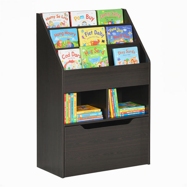 HOMCOM Kids Bookcase Multi-Shelf Book Rack with Mobile Drawer for Books, Toy