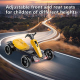 12V Electric Pedal Go-Kart for Kids with Adjustable High-Back Seat, Ride-On Truck with Music/Flashing Lights, 38\'\' L x 22.5\'\' W x 19.5\'\' H, Yellow