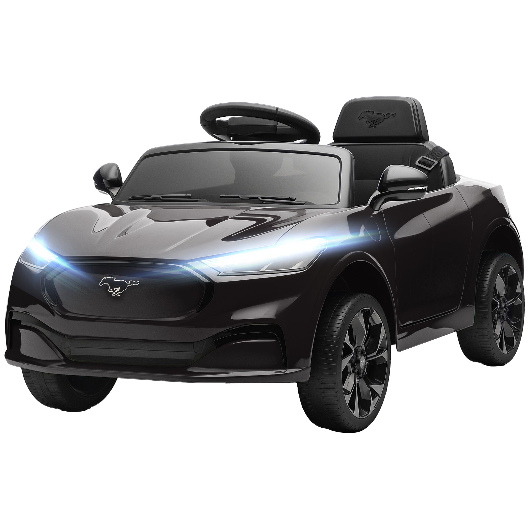 12V Kids Ride On Car, Licensed Ford Mustang Mach-E Electric Car with Remote Control, LED Light, Music - SKU: 370-455V80PK