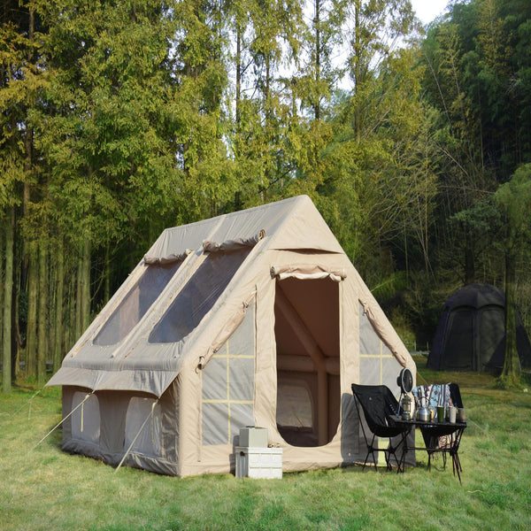 Inflatable Camping Tent with Hand Pump & Inflatable Beam Frame, Waterproof Cabin Tent for 4-8 People, 157.5″ L x 118″ W x 78.5″ H