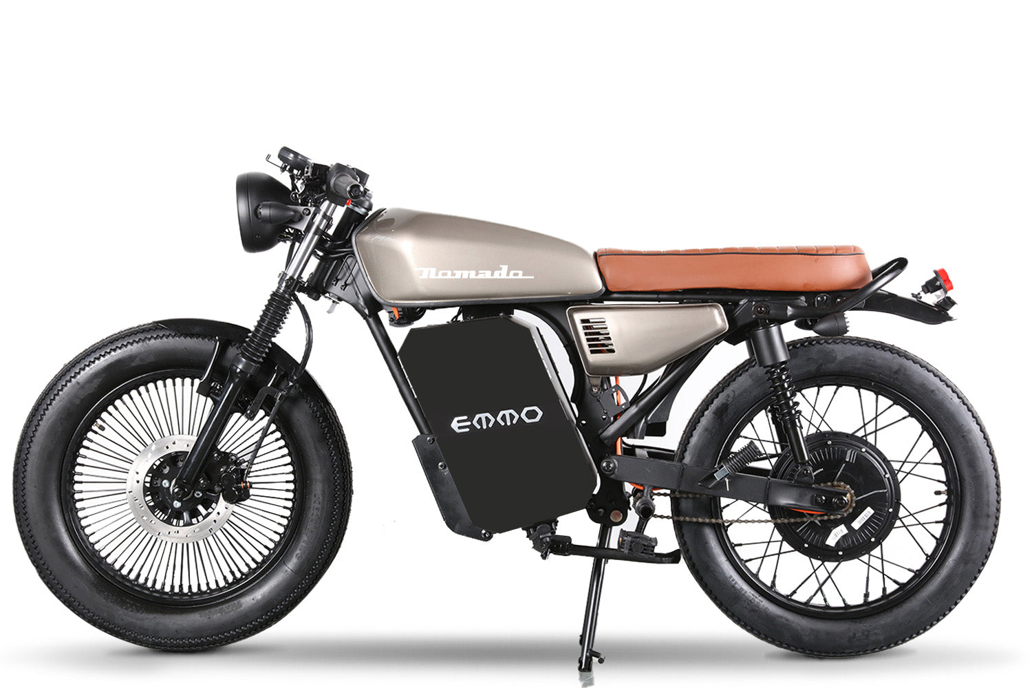 EMMO NOMADO Cafe Racer Electric Motorcycle - Removable SLA Battery - 40 - QS Torque Motor - SKU: NOMADO_SILVER_7220SLA