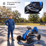 Aosom 12V Electric Go Kart for Kids, Ride On Toy with EVA Tires, 2 Speeds, Adjustable Seat, Safety Belt for 3-8 Years, Blue