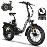Oiios Electo Fat Tire Folding Electric Bike for Adults 750W UL Certified - Step Thru - Hydraulic Brakes - Black