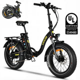 Oiios Electo Fat Tire Folding Electric Bike for Adults 750W UL Certified - Step Thru - Hydraulic Brakes - Black