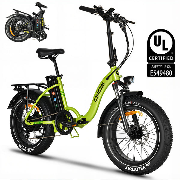 Oiios Electo Fat Tire Folding Electric Bike for Adults 750W UL Certified - Step Thru - Hydraulic Brakes - Black