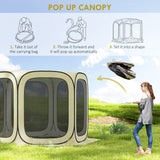 Outsunny 11 x 11ft Pop Up Screen Tent, UPF50+ Portable Camping Gazebo Screen House with Carry Bag, Beige