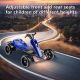 12V Electric Pedal Go-Kart for Kids with Adjustable High-Back Seat, Ride-On Truck with Music/Flashing Lights, 38\'\' L x 22.5\'\' W x 19.5\'\' H, Blue