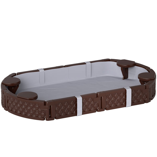 Qaba Kids Sandbox with Cover, 4 Corner Seats, Bottom Liner for Backyard, Garden, Outdoor, 71" x 42" W x 9"