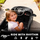 Qaba 12V Kids Ride On Car, Licensed Ford Mustang Mach-E Electric Car with Remote Control, LED Light, Music, Black