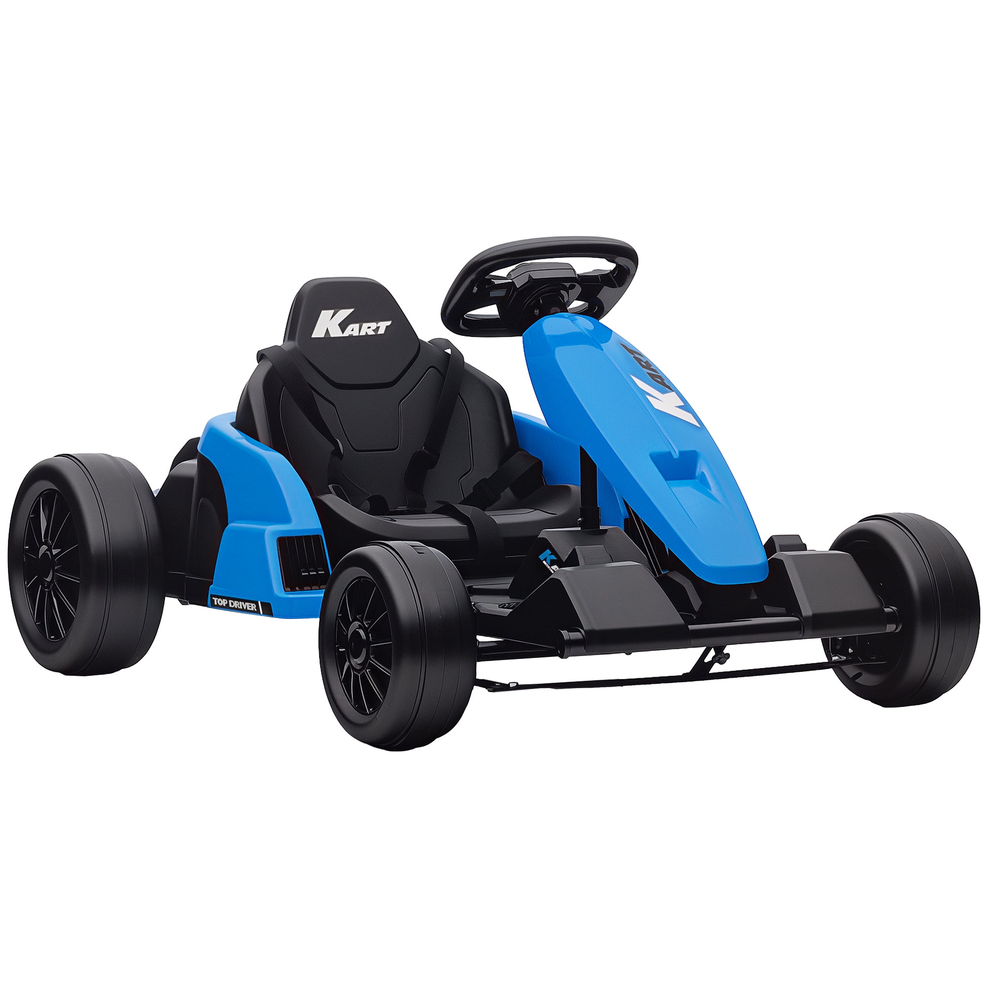 Qaba 24V Electric Go Kart with Dual 150W Motors, Adjustable Seat & 11.2MPH High Speed, Slow Start, 5-Point Harness, Blue