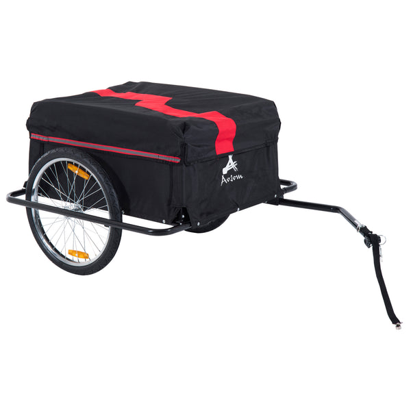 Aosom Bicycle Cargo Trailer, Two-Wheel Bike Luggage Wagon Trailer with Removable Cover, Wheel 20"