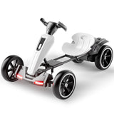 12V Electric Pedal Go-Kart for Kids with Adjustable High-Back Seat, Ride-On Truck with Music/Flashing Lights, 38\'\' L x 22.5\'\' W x 19.5\'\' H, White