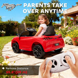 Qaba 12V Kids Ride On Car, Licensed Ford Mustang Mach-E Electric Car with Remote Control, LED Light, Music, Red