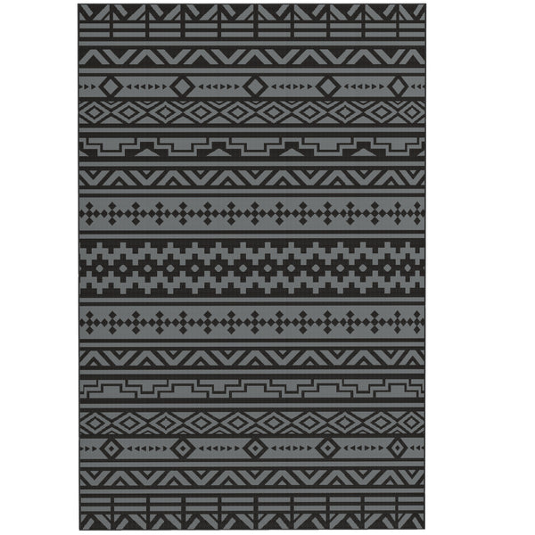 Outsunny Reversible Outdoor Rug, Waterproof Plastic Straw with Carry Bag, 6' x 9', Geometric Wall