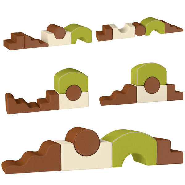 Qaba Toddlers Climbing Toys, 5 Pieces Foam Climbing Blocks with Non-Slip Bottom, Washable Cover for Crawling or Building