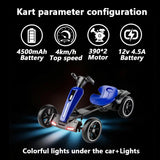 12V Electric Pedal Go-Kart for Kids with Adjustable High-Back Seat, Ride-On Truck with Music/Flashing Lights, 38\'\' L x 22.5\'\' W x 19.5\'\' H, Blue