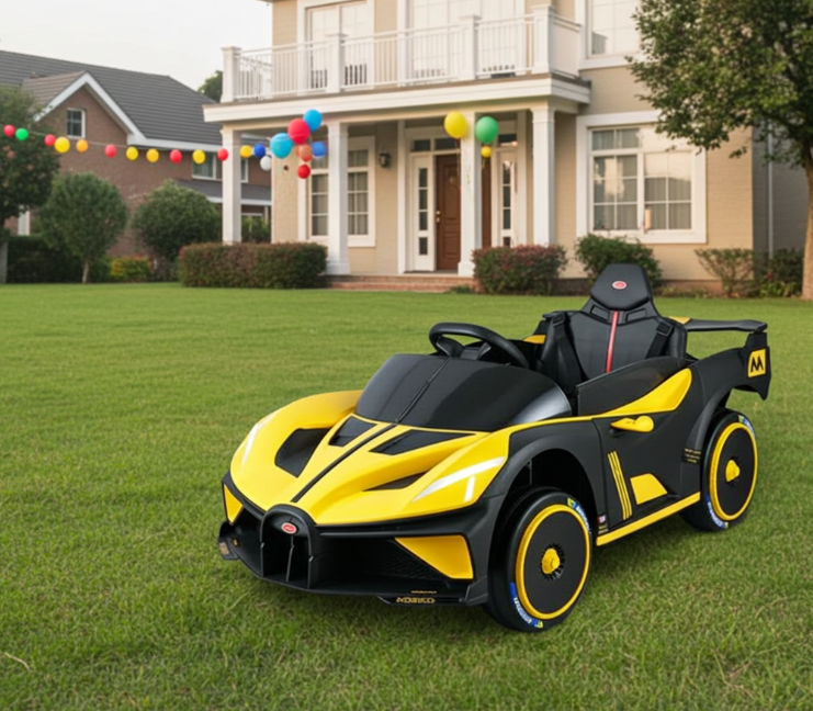 2026 Bugatti Style 12V Kids Ride On Car with Remote Control AND LIGHT UP WHEELS!