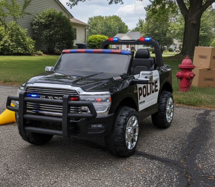 2026 Dodge Ram 3500 XXL Police Edition 24v 2 Seater 4X4 Kids Ride On Car with Remote Control