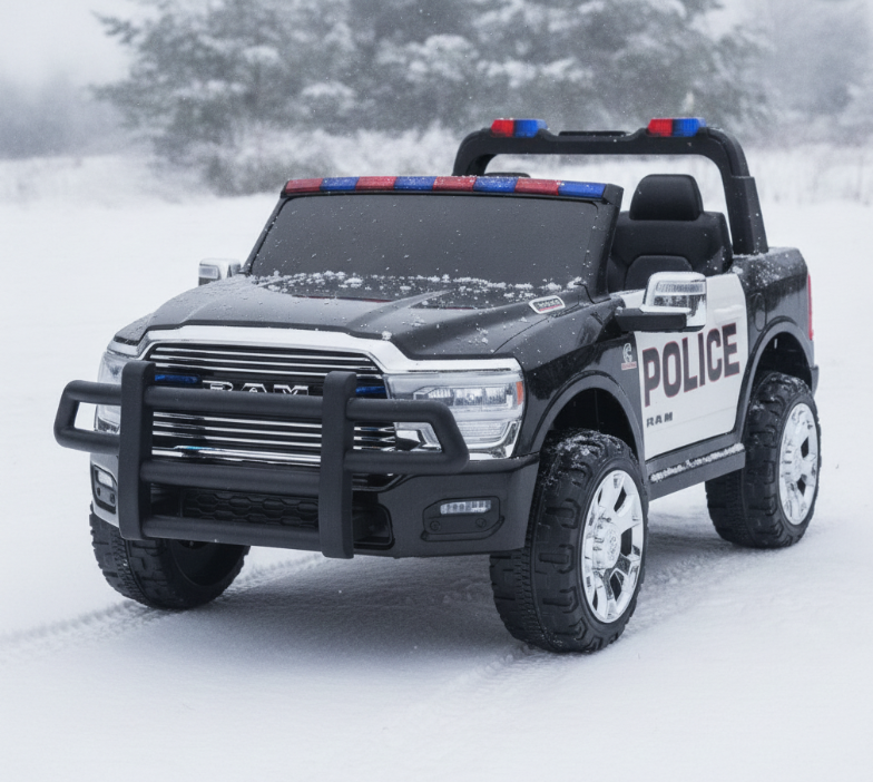 2026 Dodge Ram 3500 XXL Police Edition 24v 2 Seater 4X4 Kids Ride On Car with Remote Control
