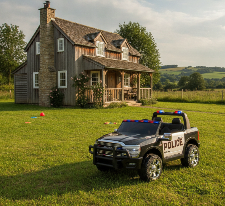 2026 Dodge Ram 3500 XXL Police Edition 24v 2 Seater 4X4 Kids Ride On Car with Remote Control