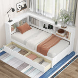 Vinsetto Twin Size Daybed with 2 Storage Drawers, Storage Cabinets, USB Ports, Solid Wood and MDF, 86\\" L x 51\\" W x 37.5\\" H, White