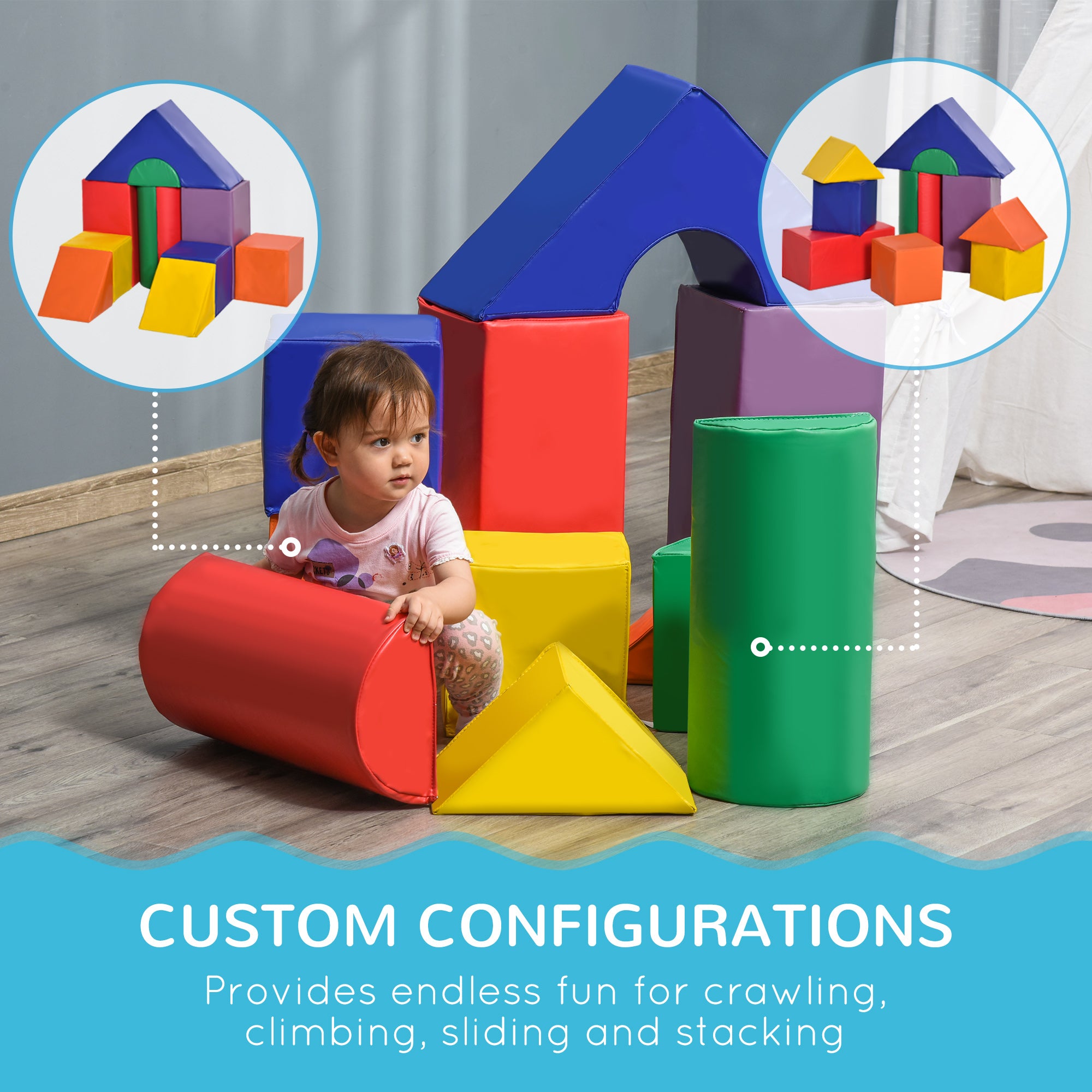 Soozier 11-Piece Kids Crawl and Climb Activity Play Set for Climbing, Crawling, Sliding, Assorted