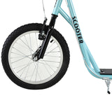Aosom Teens Youth Scooter Ride On Toy with Adjustable Handlebar, Dual Brakes, and Inflatable Wheels For Kids 5+, Blue