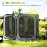 Outsunny 11 x 11ft Pop Up Screen Tent, UPF50+ Portable Camping Gazebo Screen House with Carry Bag, Dark Gray