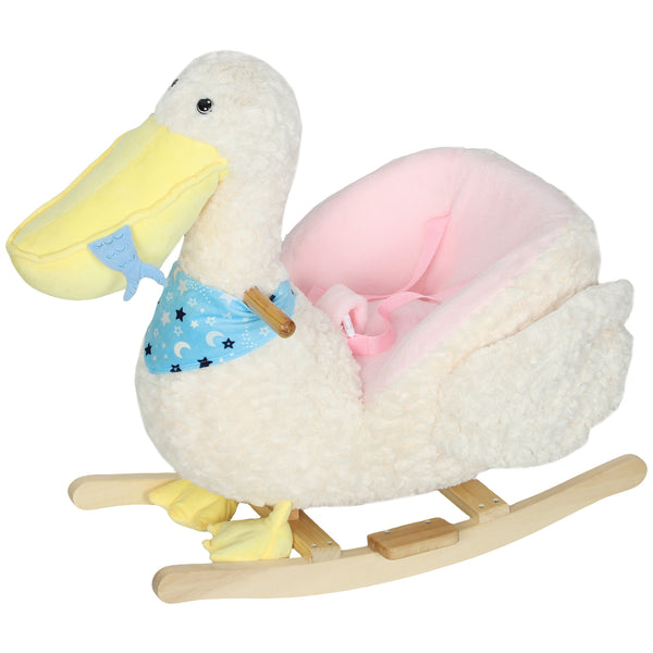 Qaba Baby Rocking Horse, Kids Ride on Pelican Rocking Horse for Toddlers 18–36 Months with Realistic Duck Sound
