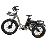Oiios Triox Fat Tire Electric Trike for Adults – 750W – UL Certified – Cargo Electric Tricycle – Up to – Beige