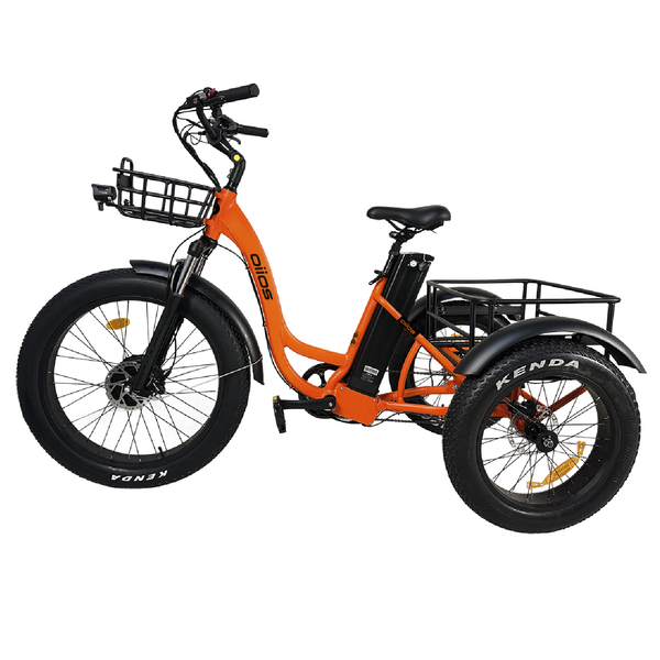 Oiios Triox Fat Tire Electric Trike for Adults – 750W – UL Certified – Cargo Electric Tricycle – Up to – Beige