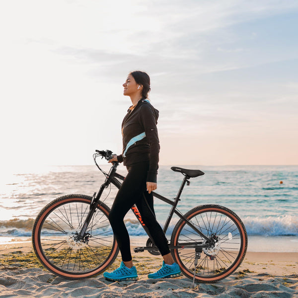 27.5" High Carbon Steel Mountain Bike with Dual Disc Brakes, Thumb Shifter, All-Terrain Tires, 21-Speed Trail Commuter for Adults, Black+