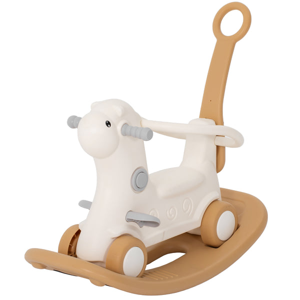Qaba Rocking Horse for Toddlers 1-3 Years, 4-in-1 Baby Rocking Horse with Detachable Balance Board and Push Handle