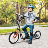 Aosom Teens Youth Scooter Ride On Toy with Adjustable Handlebar, Dual Brakes, and Inflatable Wheels For Kids 5+ - Black