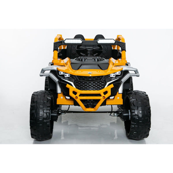 12V 2-Seater Kids Electric UTV Ride-On with Remote Control, Electric Go-Kart with Music & Flashlights, 45.5" L x 28.5" W x 24.5" H, Yellow