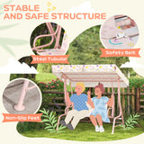 Qaba Kids Patio Swing Chair with Adjustable Canopy, Safety Belt for Patio, Garden, Poolside, Balcony, Pink