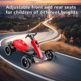 12V Electric Pedal Go-Kart for Kids with Adjustable High-Back Seat, Ride-On Truck with Music/Flashing Lights, 38\'\' L x 22.5\'\' W x 19.5\'\' H, Red