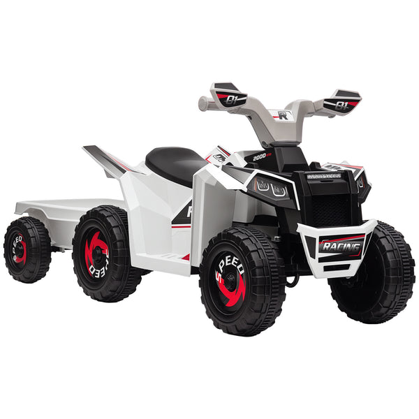 Aosom 6V Electric Toy Car with Back Trailer, Forward Backward, Wear-Resistant Wheels for Ages 18-36 Months