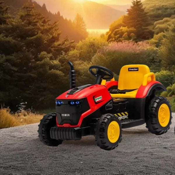 12V Kids Electric Ride-On Tractor with Bluetooth Music, 2-in-1 Tilting Trailer Bulldozer with Remote Control, 56.5" L x 19.5" W x 35" H
