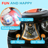 Qaba 3 in 1 Push Car Sliding Car with Removable Handle, Music, Horn, Canopy, Safety Guardrail, Red