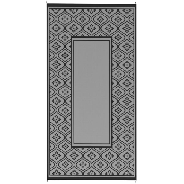 Outsunny Reversible Outdoor Rug, Waterproof Plastic Straw with Carry Bag, 9' x 18', Gourd Border